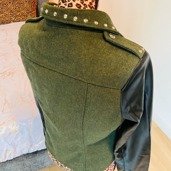 Spiked Military Green Jacket - Picture 3 of 10